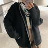Automne Vent Paresseux Ample Grande Version du Sens du Design Veste Pull à Capuche Zippée Cardigan Tricoté Femme
