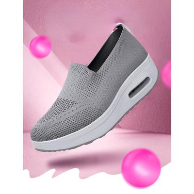 Novas mulheres tênis planos confortáveis luz sola grossa respirável malha sapatos femininos deslizamento-on durável primavera elegante tendência lazer apartamentos