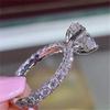 Exquisite White Zircon Stones Ring Fashion Silver Color Engagement Rings for Women Bridal Wedding Jewelry Anniversary Gifts