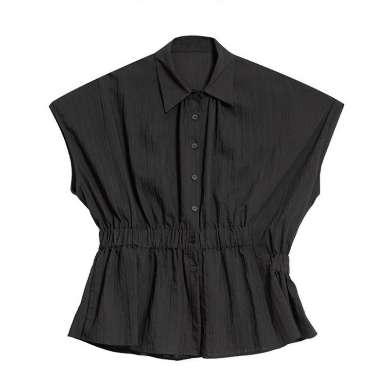 Short sleeve oversized Black vintage shirts & blouses for blouse Casual loose summer tops women button up shirt