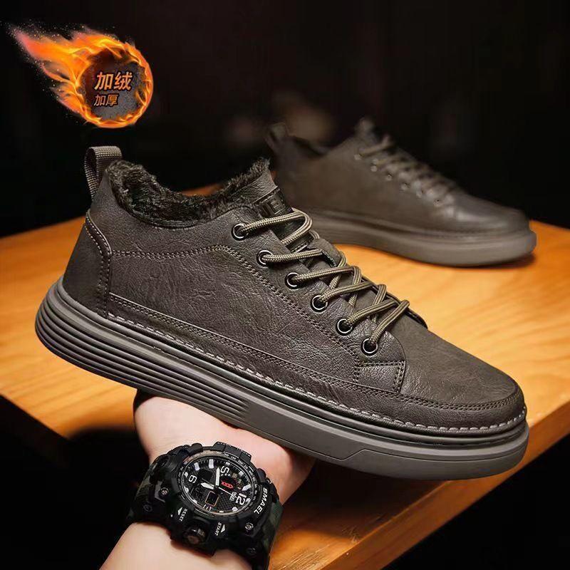 Spring New Men Leather Casual Shoes Fashion Comfortable Lace-up Platform Walking Footwear Sneakers Loafers Flats Shoe Zapatillas