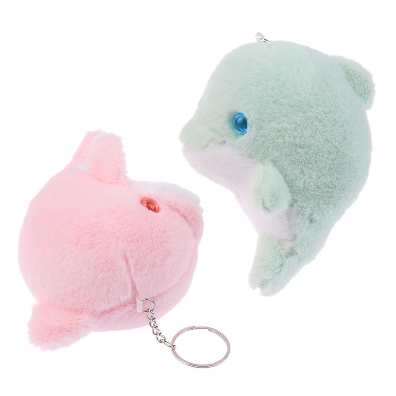 Kawaii Dolphin Plush Toy Cartoon Stuffed Animal Keychain Lovely Plush Doll Key Holder Backpack Pendant For Kid Gifts