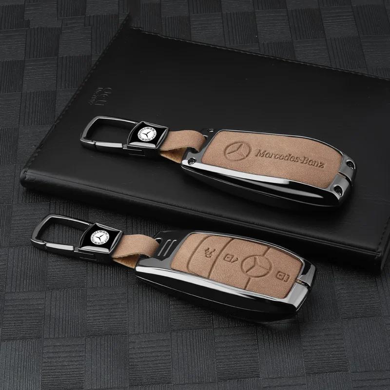 FIQ4 2025 New Suede Car Remote Key Case Fob Cover Shell For Mercedes Benz A C E S G Class GLC CLE CLA GLB GLS W177 W205 W213 W222 X16