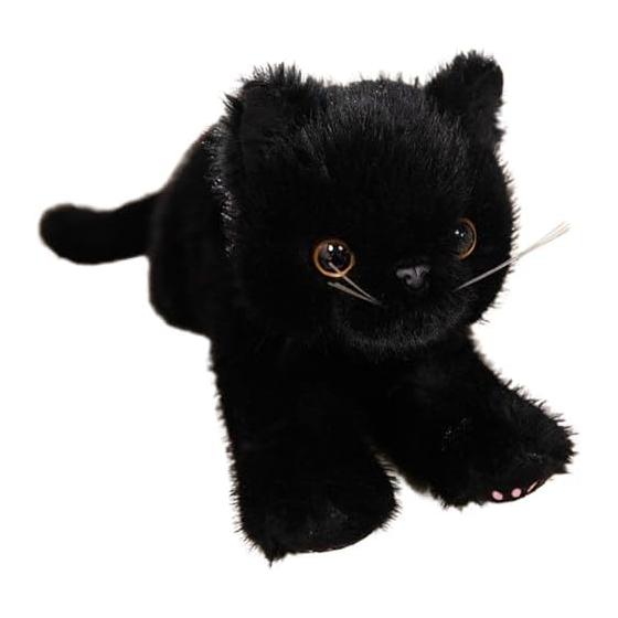 Cat Plush Toy Realistic Brown Tiger Black Cat Body Pillow (Black)
