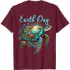 Earth Day Sea Turtle Graphic Tee Breathable Casual Cotton T-Shirt for Unisex