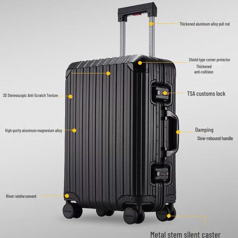 Ruidemu Woven Texture Aluminum-Magnesium Alloy Luggage