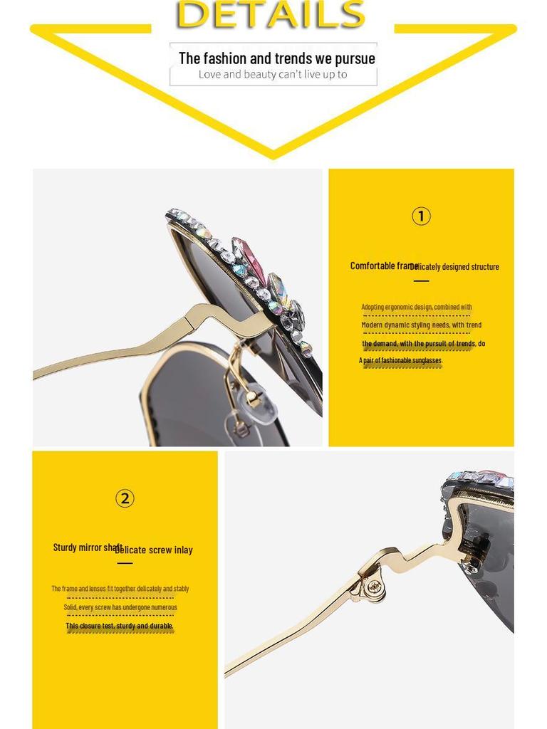 2024 Women's High-End Rhinestone Sunglasses: Slimming, Fashionable Anti-UV Sunshade