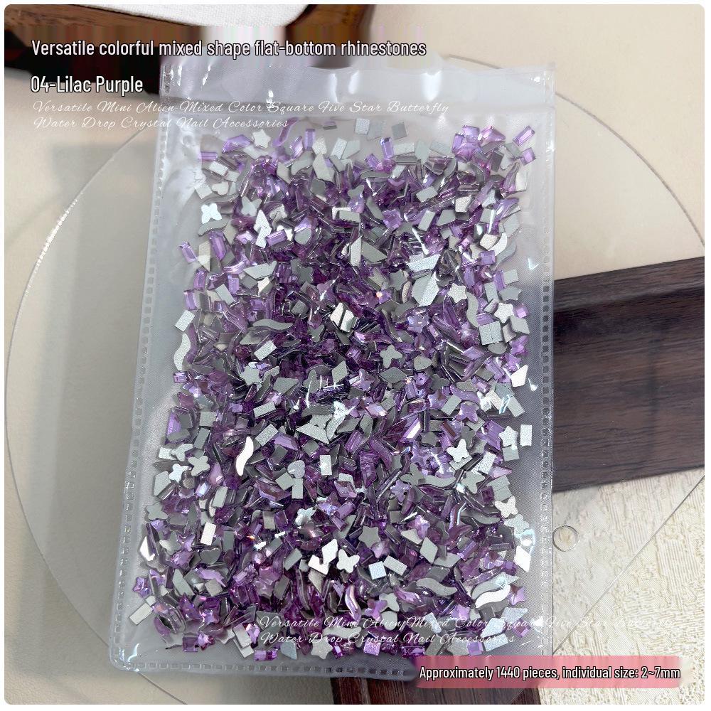 1440 Mini Flat-Back Rhinestones for Nail Art, Mixed Styles, Super Shiny Champagne Color, DIY Accessories