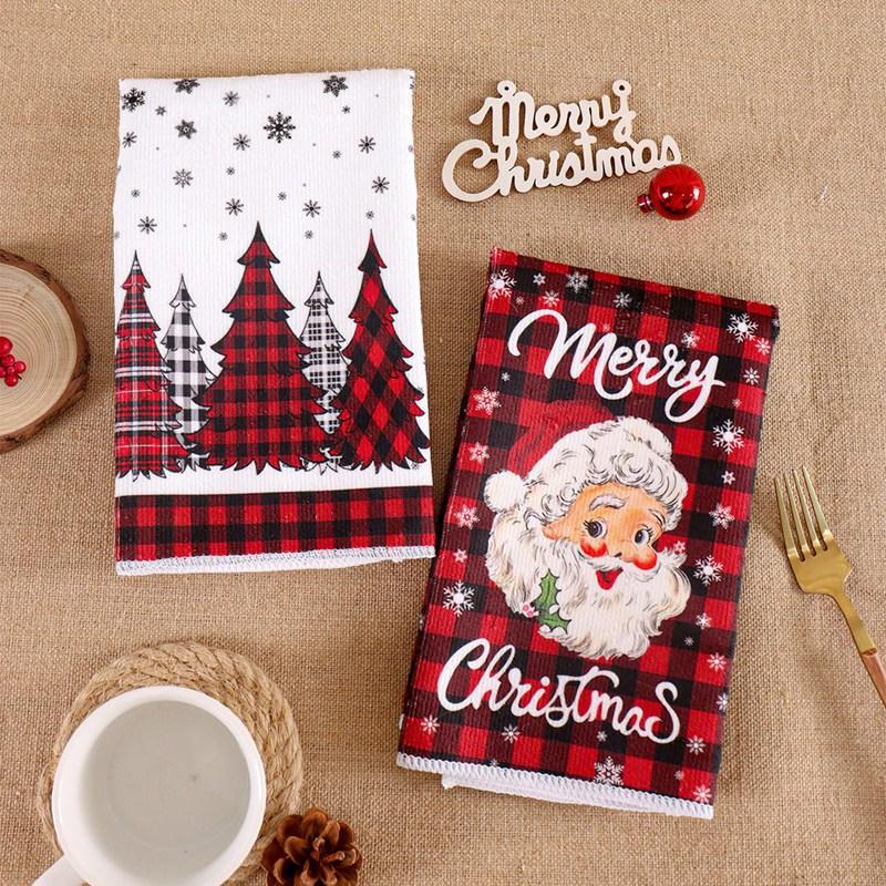 2pcs Christmas Kitchen Towels Merry Christmas Party Decoration 2025 Xmas Santa Claus Dish Towel Navidad Natal New Year Gift 2026