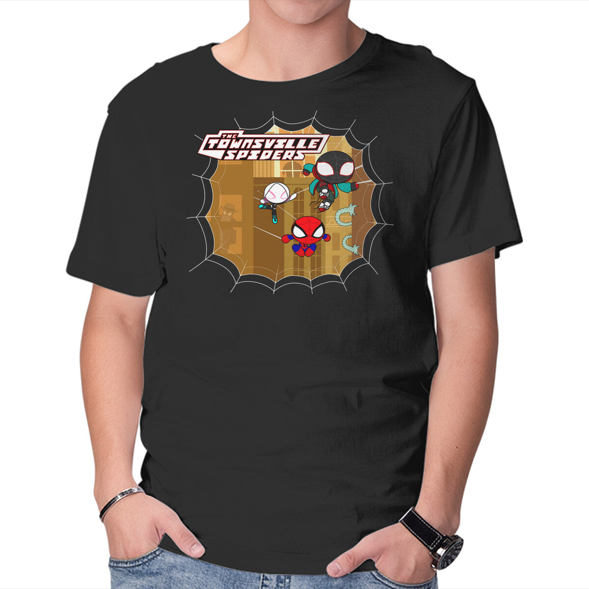 Unisex Crew Neck T-Shirt The Townsville Spiders Graphic Short Sleeve Casual Tee XL