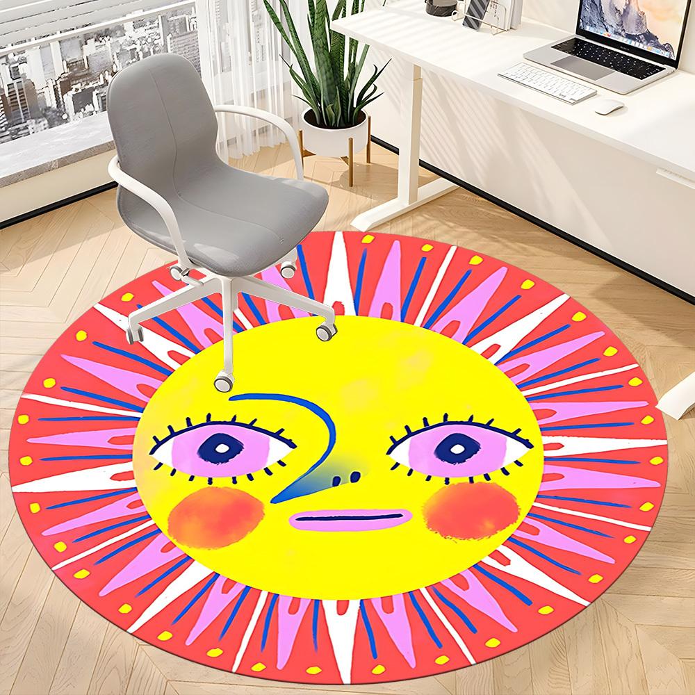 1pc Sunflower, Summer Carpet, Round Non Slip Durable Large Size Office Carpet, Suitable for Office