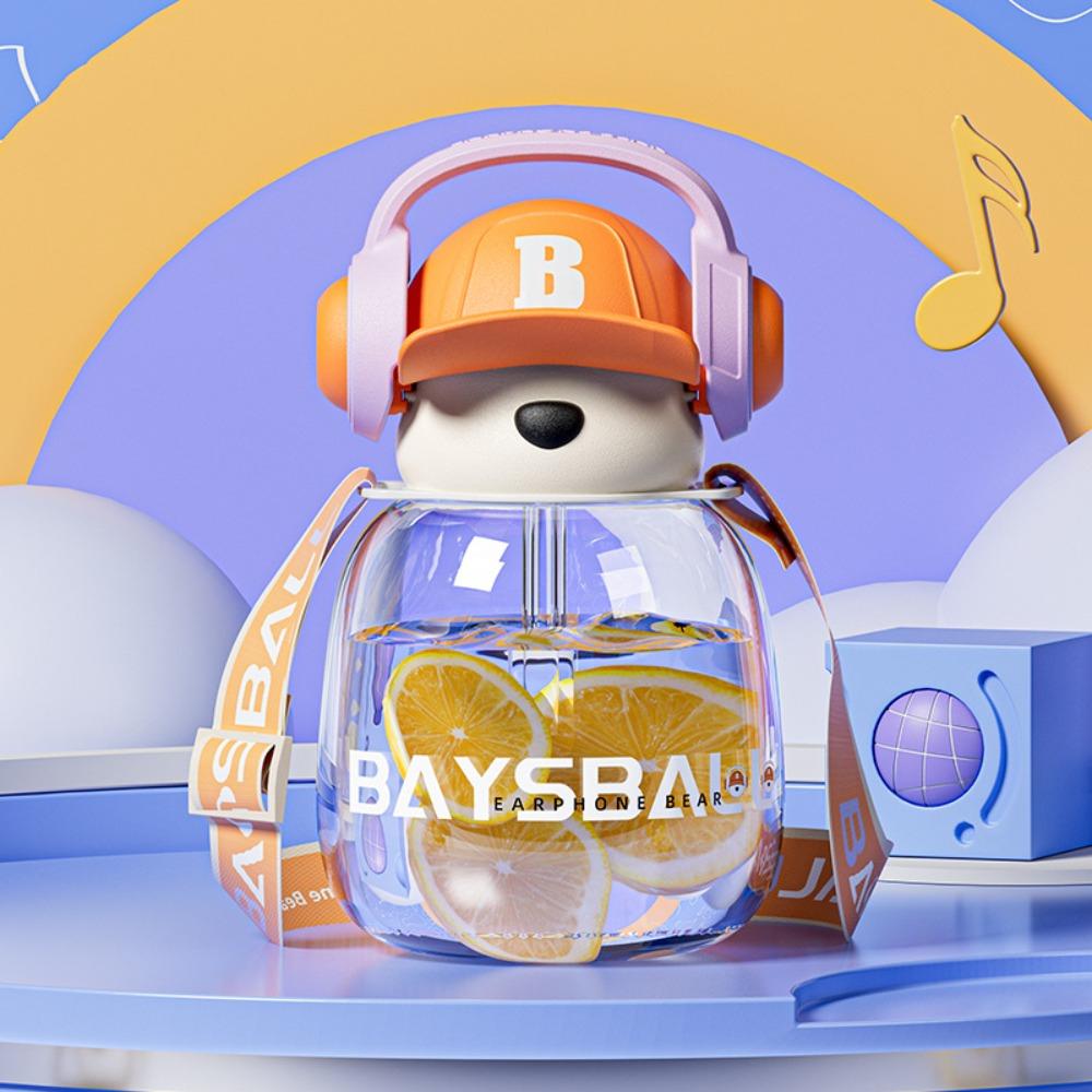 

Мультфільм навушник ведмідь пляшка води портативна спортивна вода чашка школярі хлопчики дівчинка Transparent Orange