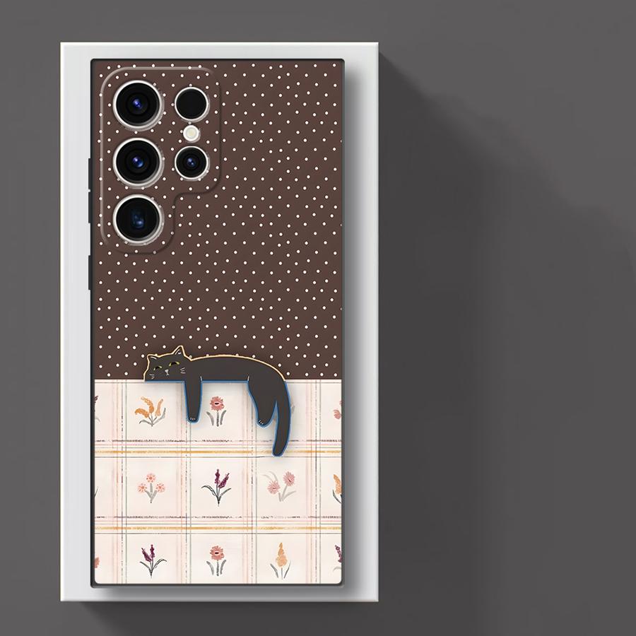 Hülle für Samsung Galaxy S26 S20 S23 S21 FE S10 S9 S25 Ultra S24 Plus Note 20 Ultra 8 9 10 Funda Handyhülle Cartoon Gitter Katze