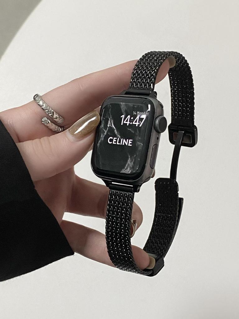 Apple Watch 10 Stainless Steel Magnetic Herringbone Mesh Strap - Compatible with Apple Watch 8/9