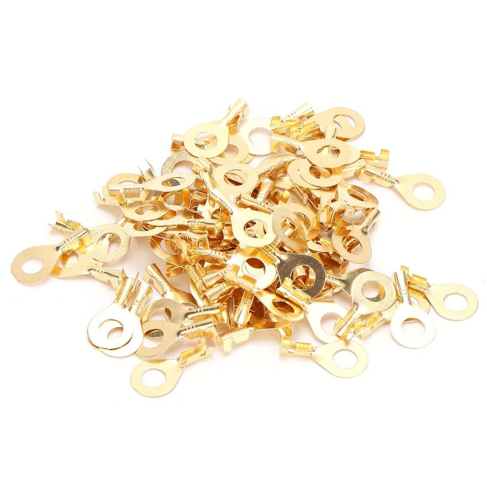 100Pcs M6 6.2mm Lug Ring Terminal Brass Sturdy Structure Eye Terminal Brass Eyelet Ring Terminal Low-frequency Working