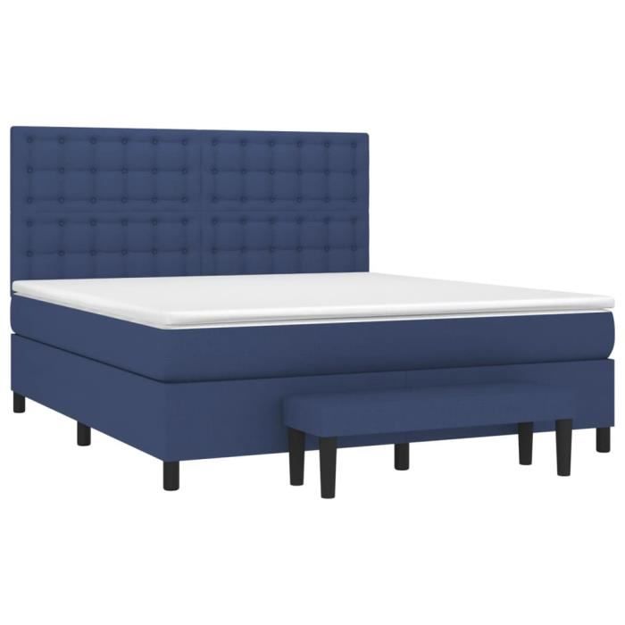 3136939 vidaXL Lit à sommier tapissier avec matelas Bleu 180x200 cm Tissu