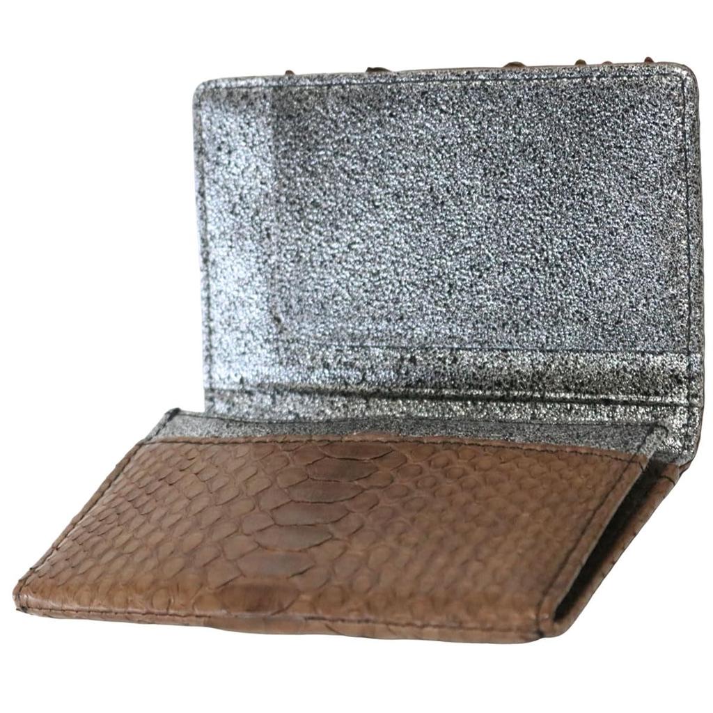 Bercute Brown Business Card Case for Men and Women, Diamond Python Leather, Snakeskin Leather, Popular Brand, Genuine Leather, Slim Business Card