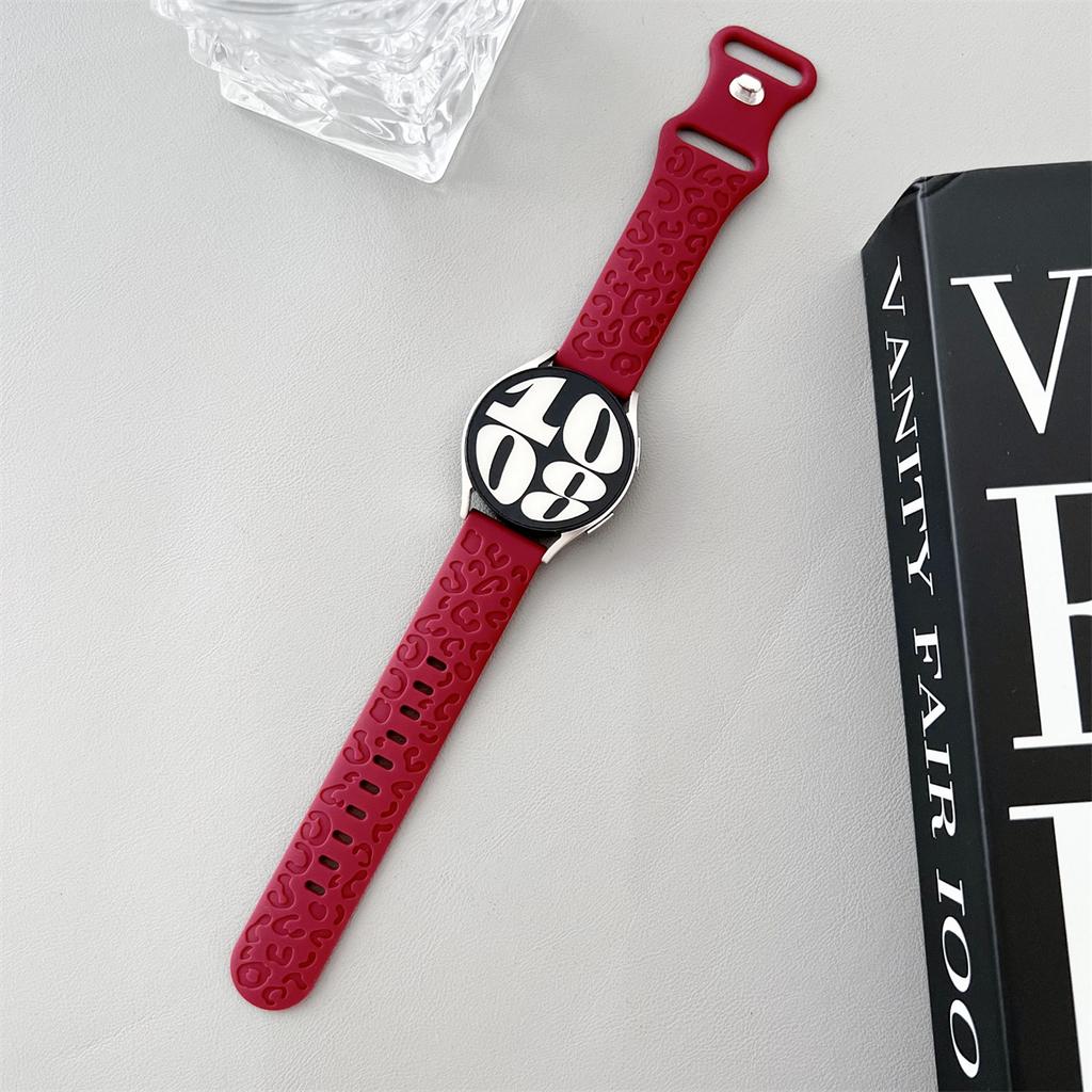 20mm 22mm Leopard Engraved Band for Samsung Galaxy Watch 6 5 4 40mm 44mm Gear S3 Silicone Cute Strap 6Classic 43mm 47mm Active 2