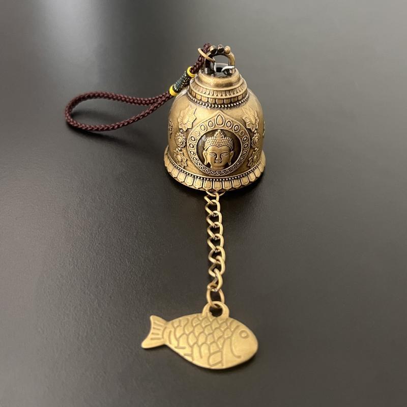 Vintage Pure Copper Bell Keychain Rustproof Brass Small Pendant Portable Ornament for Car Key Backpack Accessory Gift