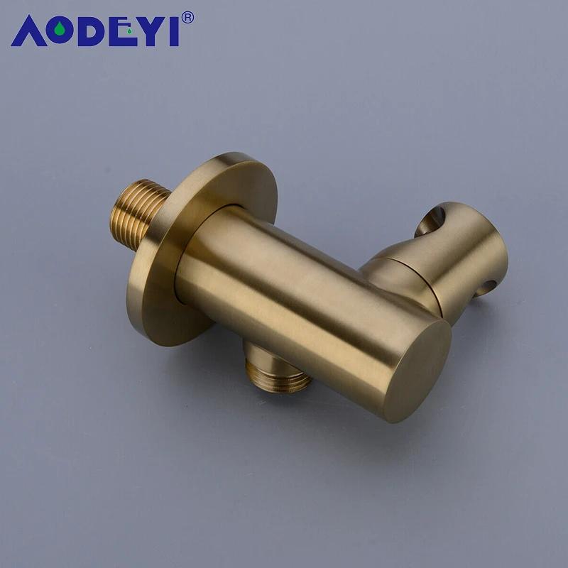 Brass Wall Mounted Hand Held Shower Holder Shower Bracket & Hose Connector Wall Elbow Unit Spout Water Inlet Angle Valve