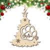 Pet Paw Print Hanging Decorations Wood Christmas Tree Pendant with Print, Hollow Engraved Themed Party Supplies Ornament, Rustic Style Craft