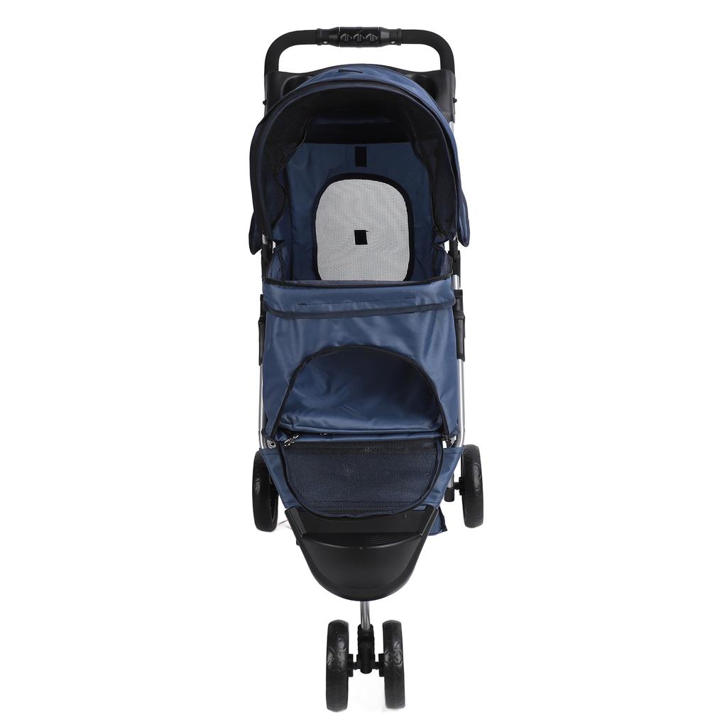Pet Stroller Foldable Breathable Visible Mesh Dog Cat Carrier Cart with Storage Basket and Cup Holder for Outdoor