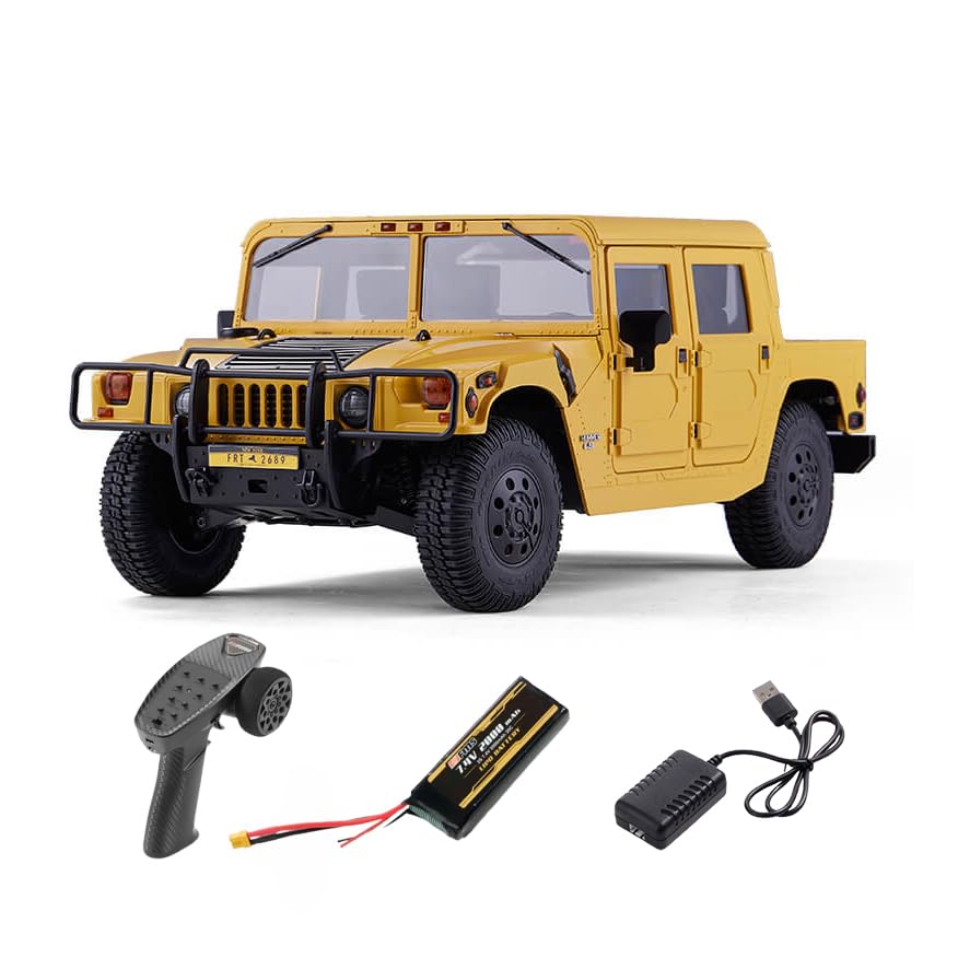 FMS Scale 2006 Hummer H1 Alpha RTR Military Vehicle Crawler 4WD Hobby RC Car with Officially Licensed in Includes Charger 112 Four-Wheel Steering,