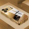 24K Gold Plated Tempered Glass Phone Case For iPhone 17 Pro Max 16 15 14 Plus 13 12 11 Pro Max 16E 17Air Lens Protection Cover