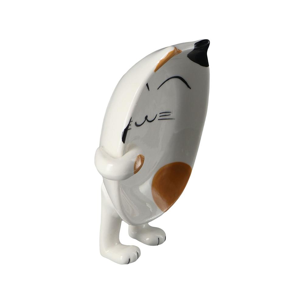 Resistant Storage Organizer Ceramic Cat Design Pot Lid Stand Spoon Rest Stove Holder Utensil Rack