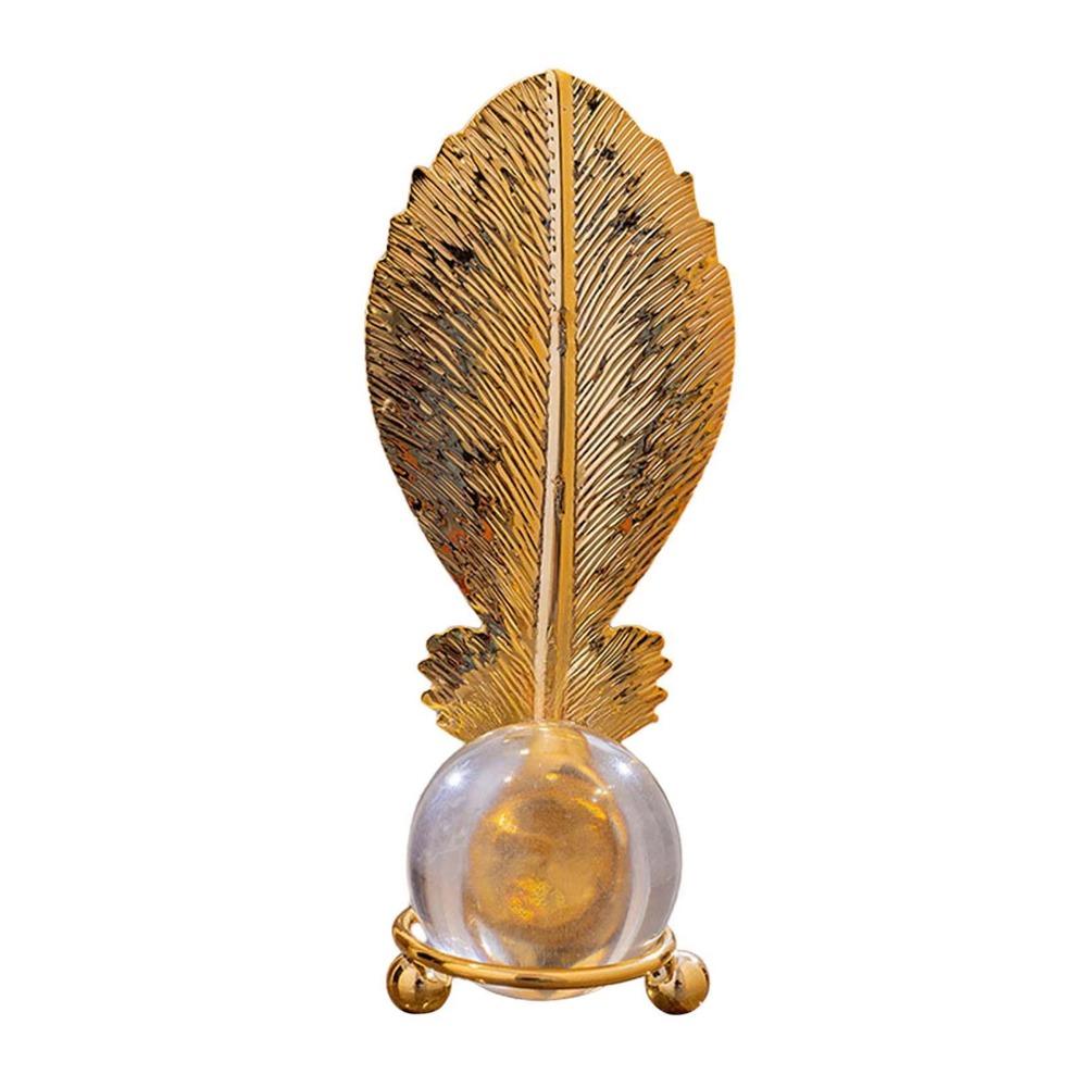 Non-slip Leaf Ball Ornaments Rust-proof Metal Leaf Crystal Ball Collectibles  Desktop