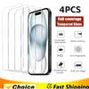 4Pcs Tempered Glass for iPhone 15 14 13 12 11 Pro Max X Xs XR Screen Protector On for iPhone 13 12 Mini 8 7 6 Plus Glass Film