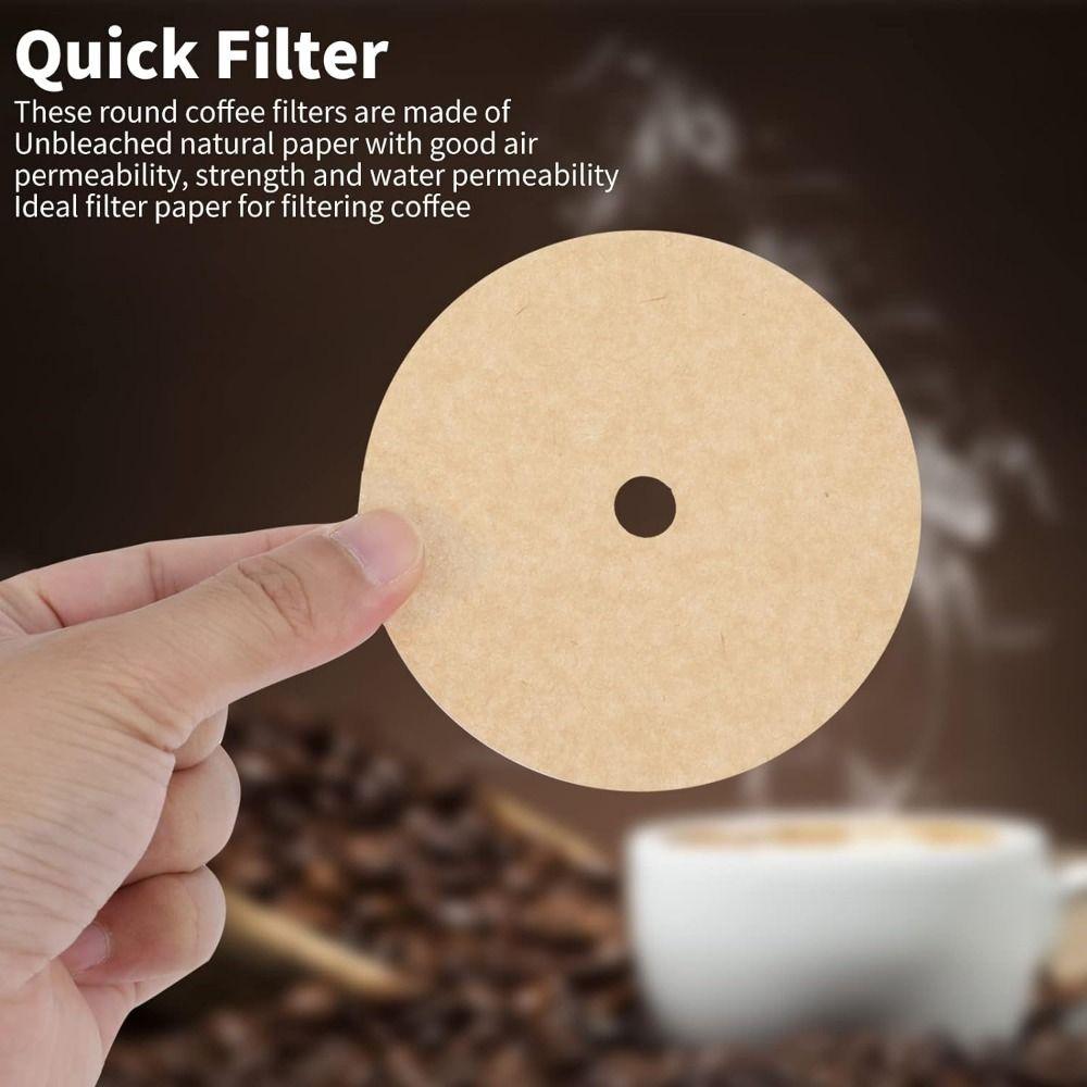 200Pcs Natural Replacement Filter Pack Unbleached Round Coffee Filter Paper  Home Office Use