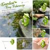 Resin Frog Figurine with Fishing Rod Garden Miniature Landscape Ornament for Home Balcony Patio Yard Decoration
