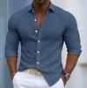 Men S Casual Solid Color Long Sleeve Button Down Collar Shirt