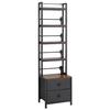 Media Storage Cabinet, 4-Shelf DVD Shelf Organizer with Drawers, 40 X 30 X 143.5 Cm Multimedia Storage Organizer for CDs, DVDs, Books and Games, CD
