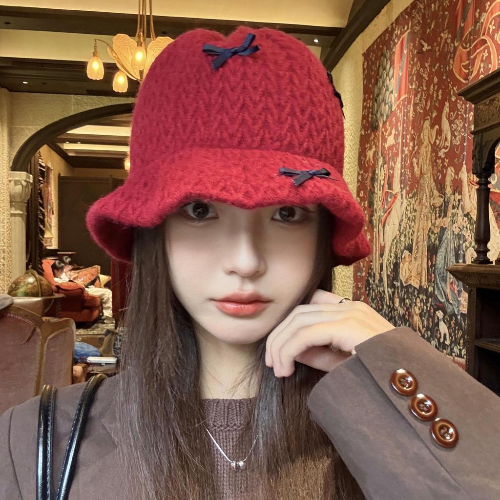Women's Bow Knit Fisherman Hat - Sweet, Versatile, Casual Spring/Autumn Bucket Hat