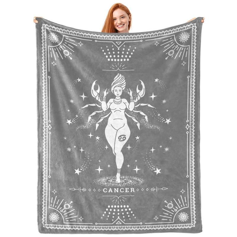 Twelve Constellation Tarot Cards Printed Blanket for Sofa Bed Travel Camping Living Room Office Conditioning Blanket