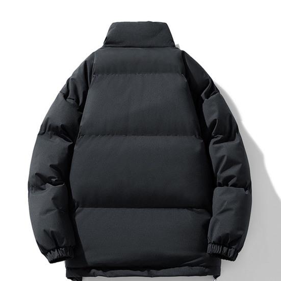 Vinter bomullsrock Ståkrage Långärmad Dragkedja Knappslå Pufferjacka Fickor Enfärgad Loose Fit Förtjockad Varma ytterkläder