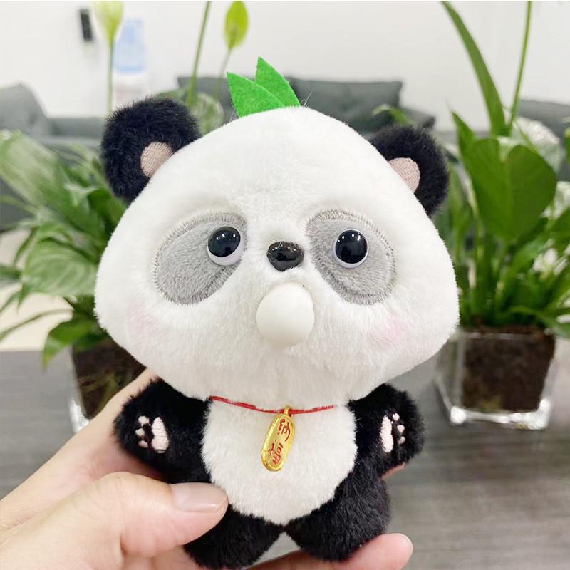 Soft Plush Lovely Panda Keychain Doll Cute Bubble Blowing Design Perfect For Gifts And Collectibles