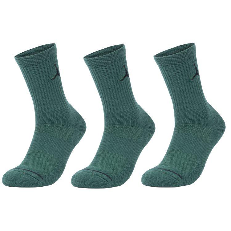 Jordan Everyday Max Crew Basketball Socks Unisex 3 Pack Gray Green SX5545-333