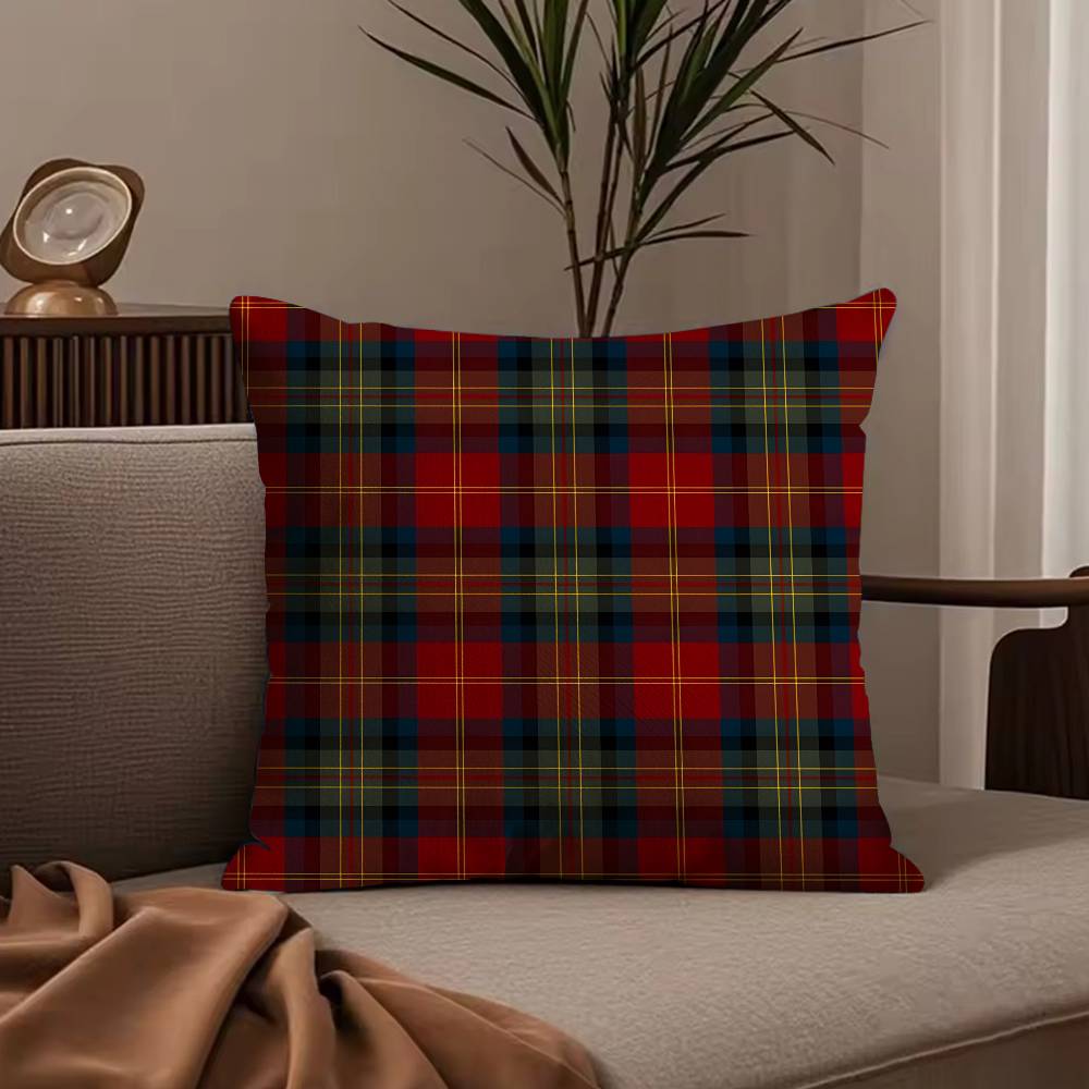 Classic Christmas Plaid Pillow Case Anti-dustmite Pillowcase Invisible Zipper Silky Short Plush Sofa Cushion Cover