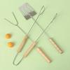 3Pcs Wood Long Handle BBQ Spatula Tongs Fork Set Heat Resistant Barbecue Utensils  Grilling Picnic