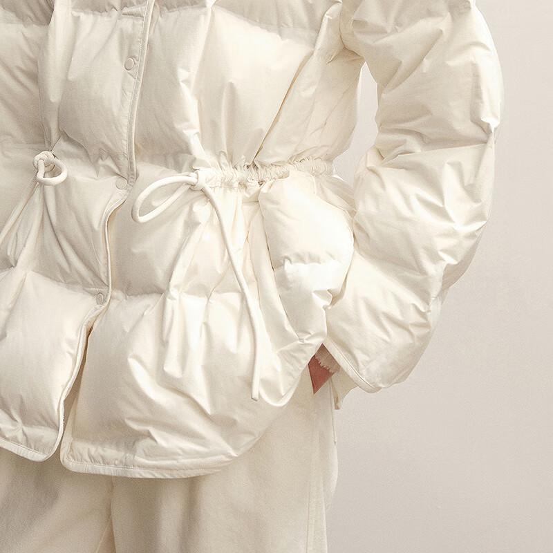 LESS 2025 Winter H-Shape Collarless Goose Down Jacket