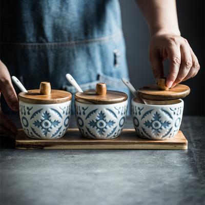 Pots d'assaisonnement rétro en céramique, salières et poivrières, outils de cuisine, organisateurs d'épices, boîtes d'assaisonnement, accessoires de cuisine