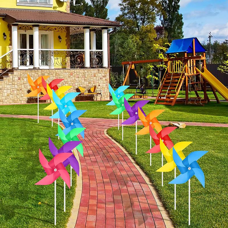10/20 szt. Kolorowe wiatraczki z tworzywa sztucznego na podwórko, do ogrodu, na trawnik, do samodzielnej dekoracji zewnętrznej, wiatraczek czterolistny, ochrona ptaków TMZ
