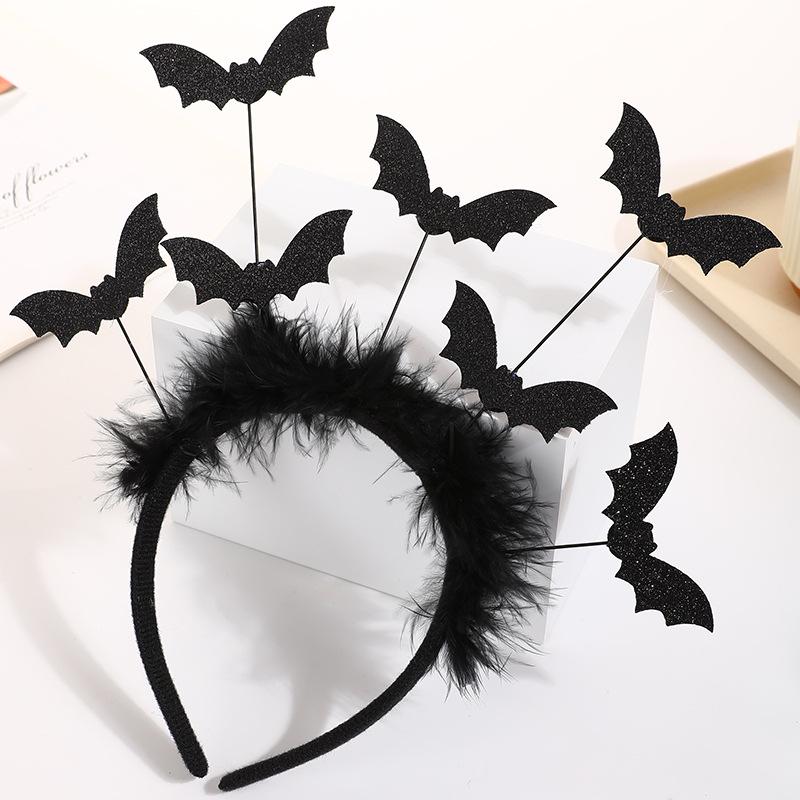 Halloween Devil & Spiderweb Headband with Bat Clip - Ghost Festival Party Costume Accessory