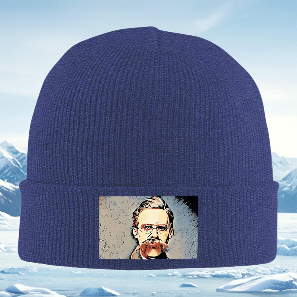 

Man glasses mustache portrait art Men Women Unisex Knitted Hat Beanie Pullover Cap Winter Thermal Warm Christmas Outdoor Cycling