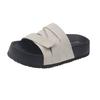 Thick-soled Woven One-word Sandals for Women 2025 Summer New Heightening Open-toed Beach Shoes Versatile Boken Slippers Outer Wear