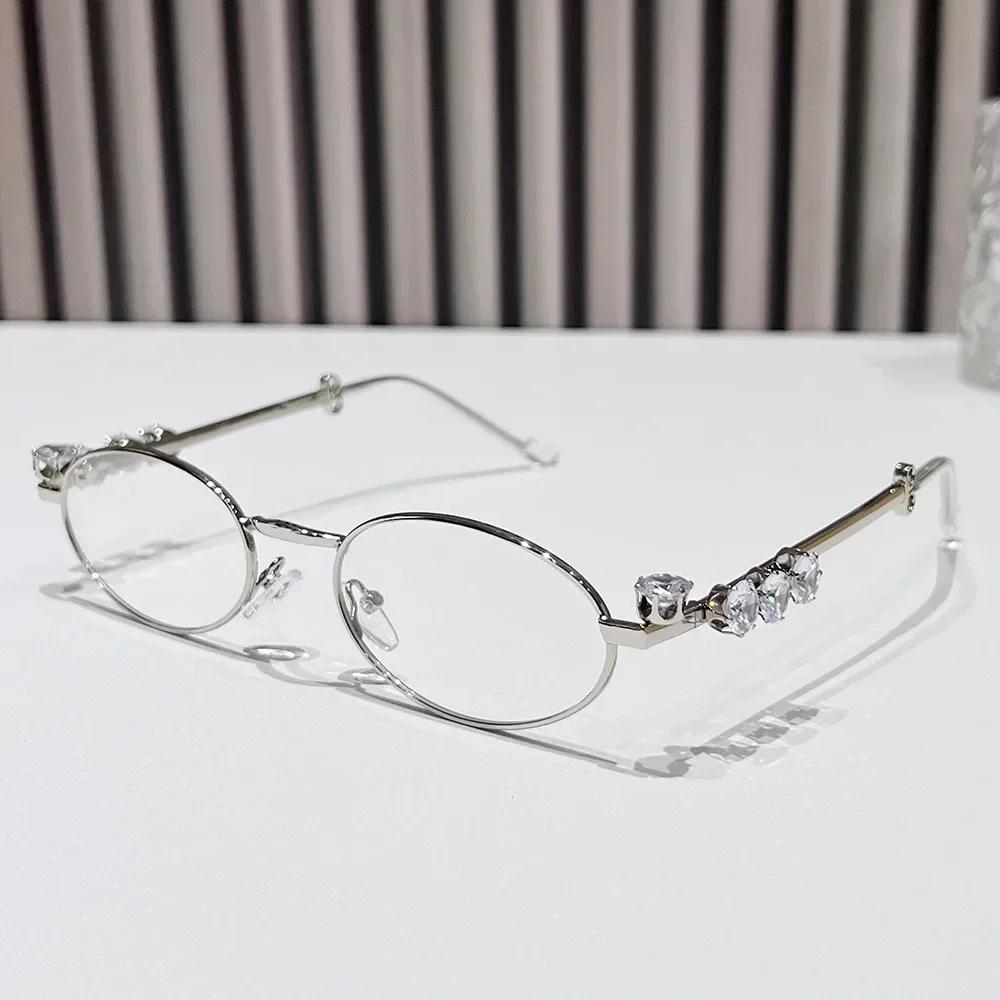 Retro Sunglasses Women UV400 Oval Shades Rhinestone Diamonds Protective Eyewear Sunscreen UV Protection Vintage Style