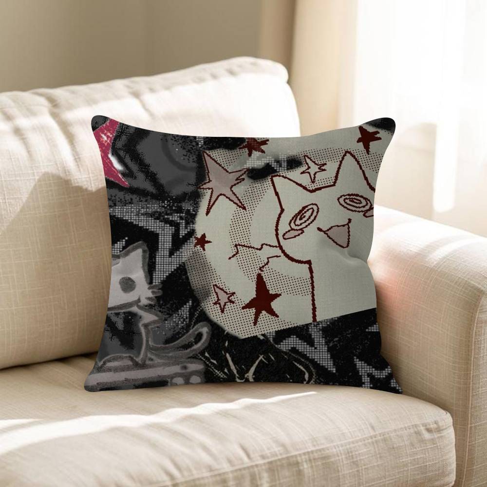 

Doodle Angry Cat Cushion Cover 30x50 Polyester Sofa Cushions Decorative Throw Pillows Home Decoration Pillowcover 30x30 cm